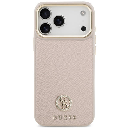 Husa MagSafe za Apple iPhone 17 Pro Max, Guess, Grained Strass Logo, Roze