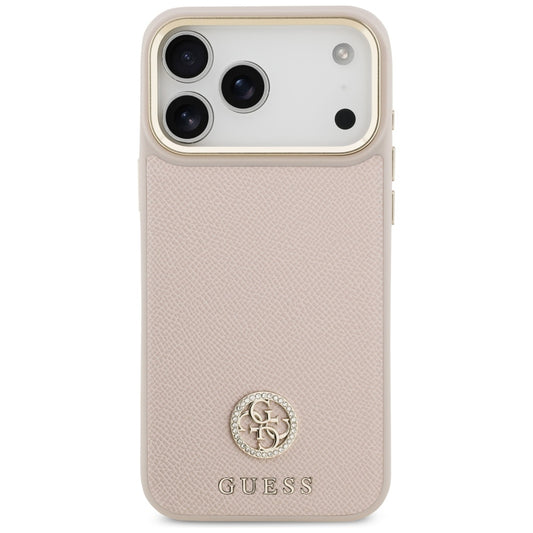 Husa MagSafe za Apple iPhone 17 Pro Max, Guess, Grained Strass Logo, Roze
