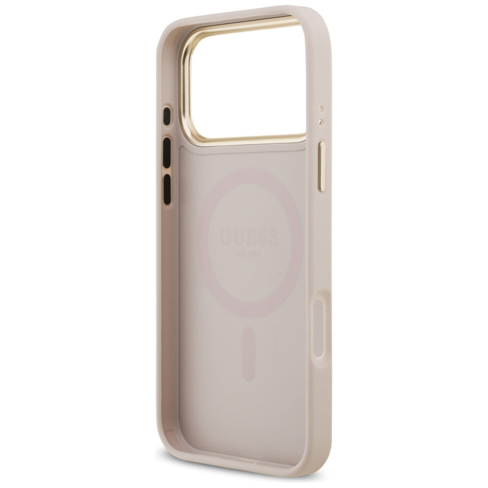 Husa MagSafe za Apple iPhone 17 Pro Max, Guess, Grained Strass Logo, Roze