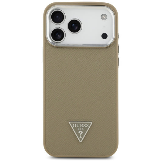 Futrola MagSafe za Apple iPhone 17 Pro Max, Guess, Grained Triangle Logo, Braon