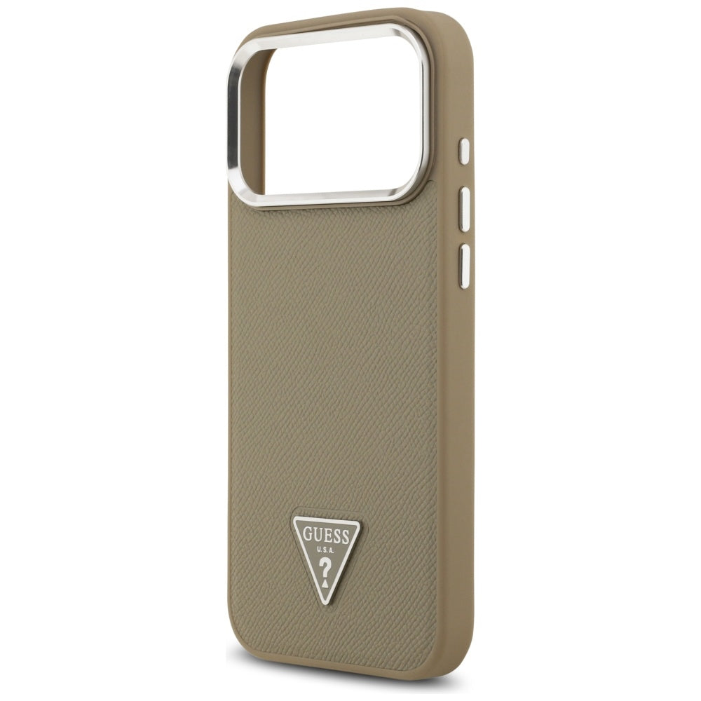 Futrola MagSafe za Apple iPhone 17 Pro Max, Guess, Grained Triangle Logo, Braon