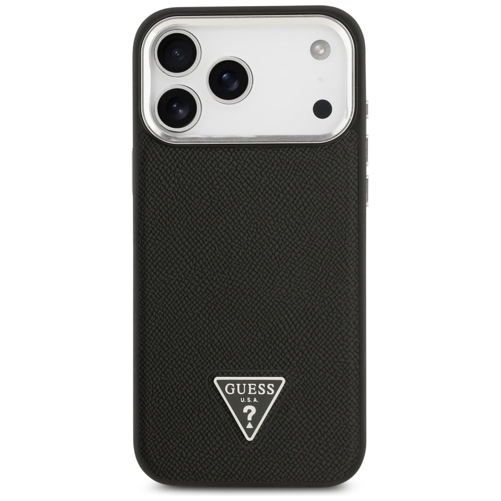 Futrola MagSafe za Apple iPhone 17 Pro Max, Guess, Grained Triangle Logo, Crna