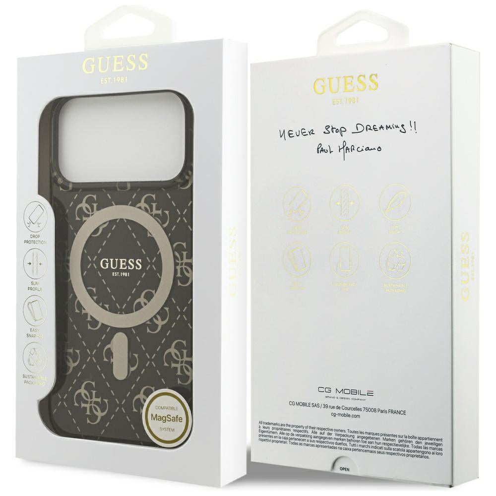 Futrola MagSafe za Apple iPhone 17 Pro Max, Guess, IML 4G Background, Braon