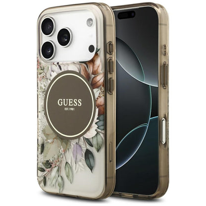 Futrola MagSafe za Apple iPhone 17 Pro Max, Guess, IML Flower & Tonal Circle, Braon