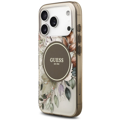 Futrola MagSafe za Apple iPhone 17 Pro Max, Guess, IML Flower & Tonal Circle, Braon