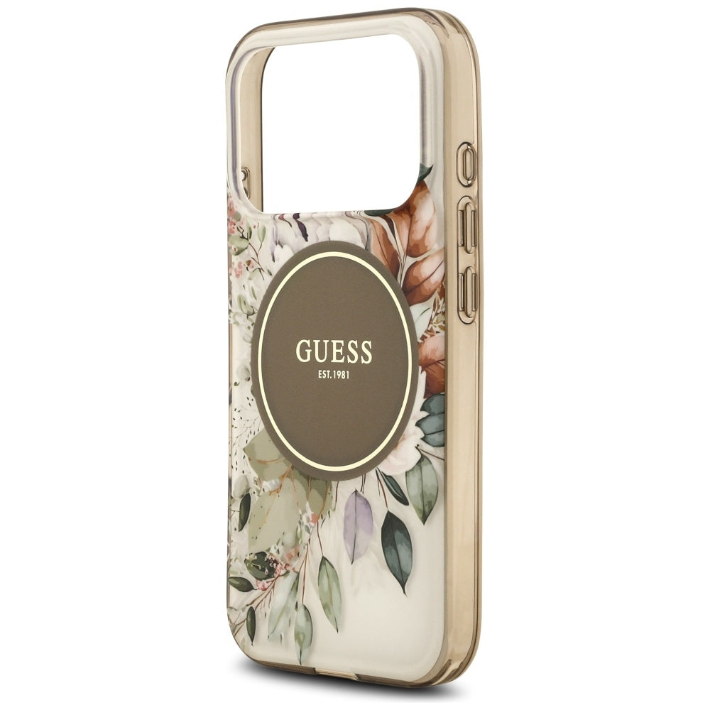 Futrola MagSafe za Apple iPhone 17 Pro Max, Guess, IML Flower & Tonal Circle, Braon