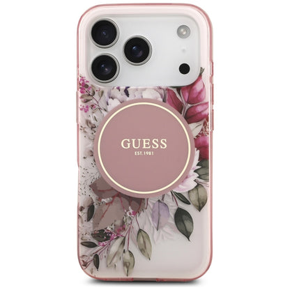 Futrola MagSafe za Apple iPhone 17 Pro Max, Guess, IML Flower & Tonal Circle, Roze