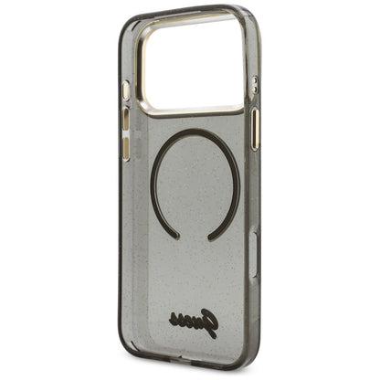 Futrola MagSafe za Apple iPhone 17 Pro Max, Guess, IML Glitter Script Strap, Crna