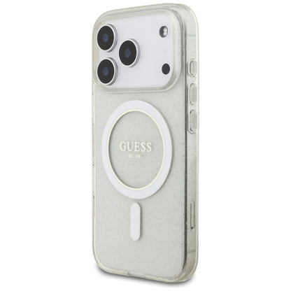 Futrola MagSafe za Apple iPhone 17 Pro Max, Guess, IML Glitter sa perl trakom, Transparentna