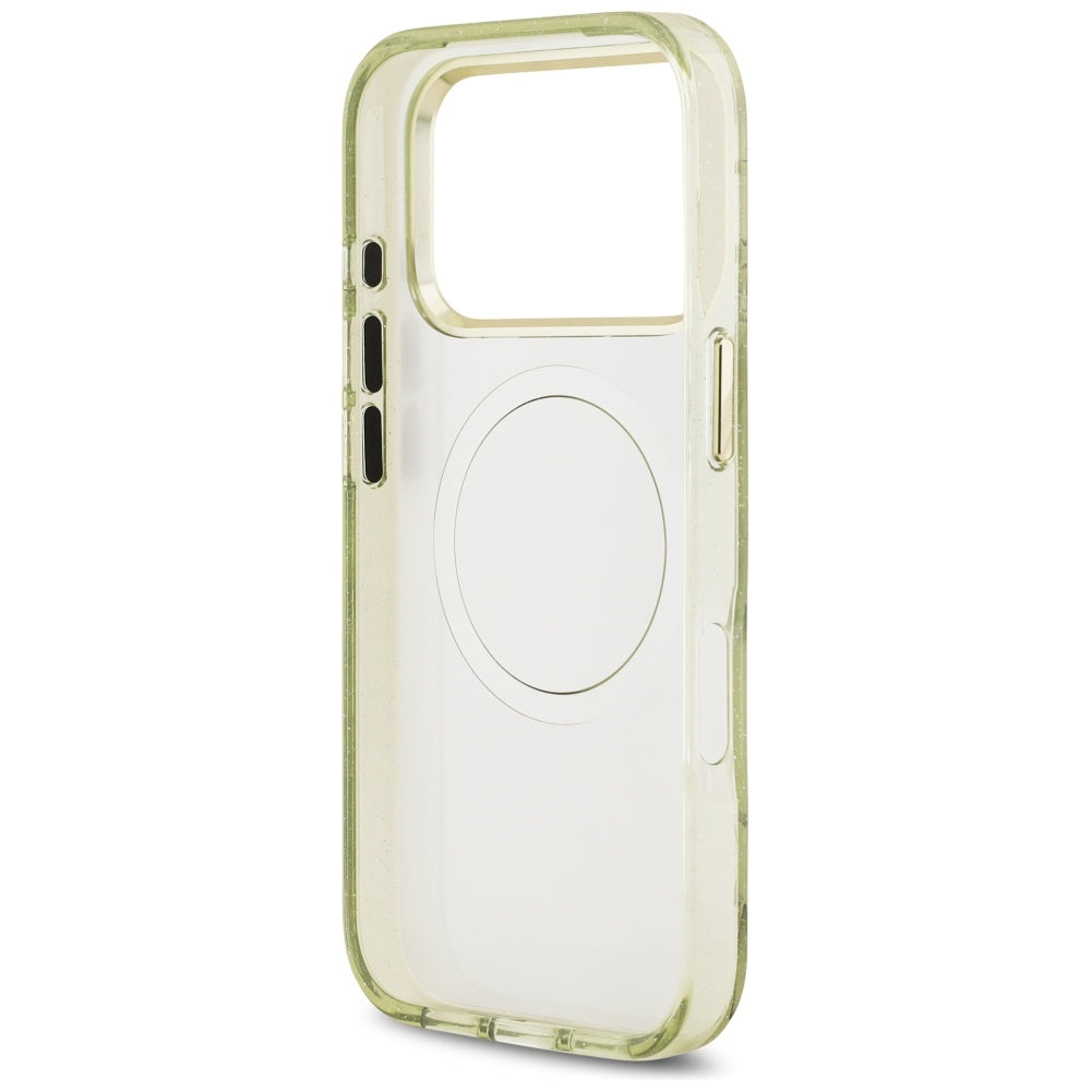 Futrola MagSafe za Apple iPhone 17 Pro Max, Guess, IML Metal Glitter Flowers Triangle, Zelena