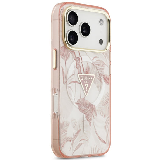 Futrola MagSafe za Apple iPhone 17 Pro Max, Guess, Jungle Tonal Triangle, Roze