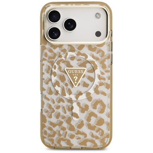 Futrola MagSafe za Apple iPhone 17 Pro Max, Guess, Leopard Glitter, Braon