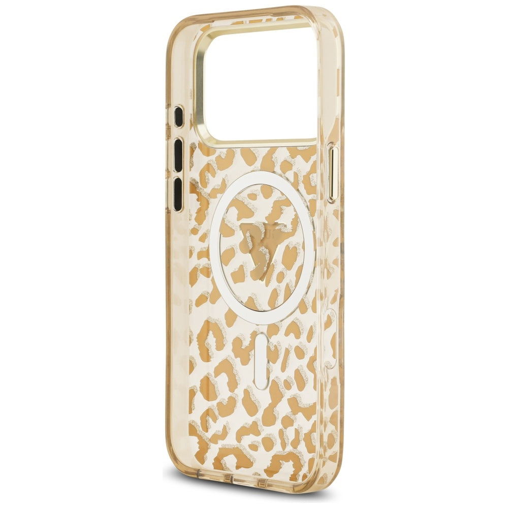 Futrola MagSafe za Apple iPhone 17 Pro Max, Guess, Leopard Glitter, Braon