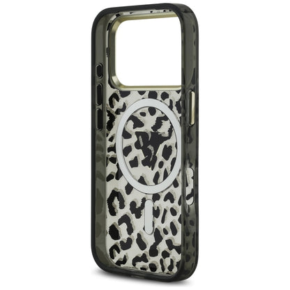 Futrola MagSafe za Apple iPhone 17 Pro Max, Guess, Leopard Glitter, Crna