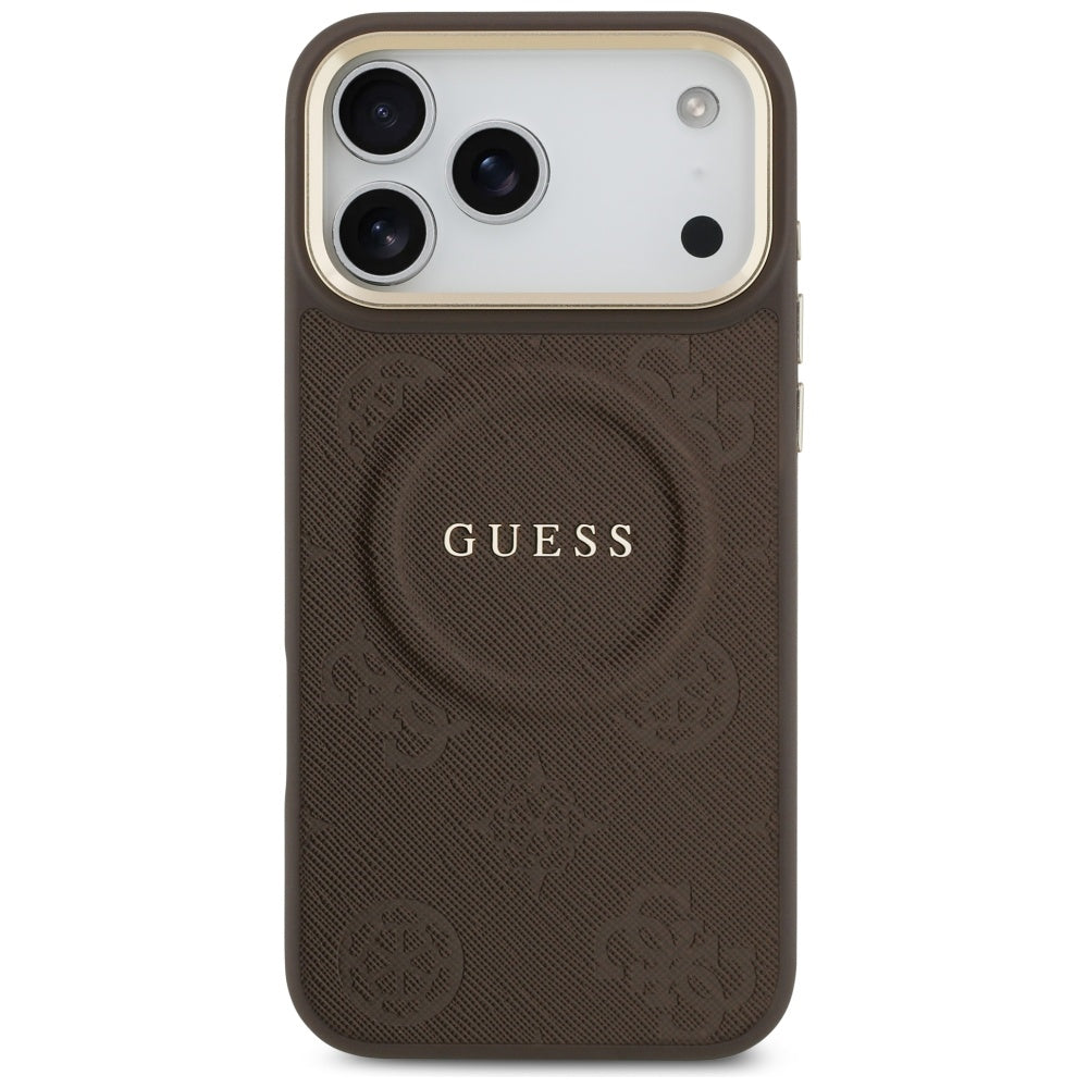 Futrola MagSafe za Apple iPhone 17 Pro Max, Guess, Peony Hot Stamp, Braon
