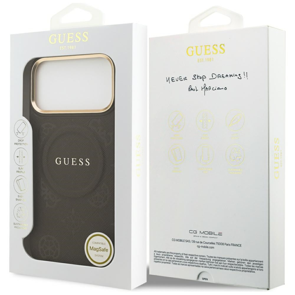 Futrola MagSafe za Apple iPhone 17 Pro Max, Guess, Peony Hot Stamp, Braon