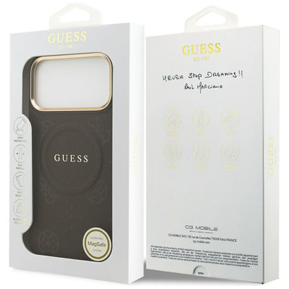 Futrola MagSafe za Apple iPhone 17 Pro Max, Guess, Peony Hot Stamp, Braon