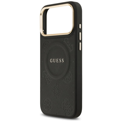 Husa MagSafe za Apple iPhone 17 Pro Max, Guess, Peony Hot Stamp, Crna