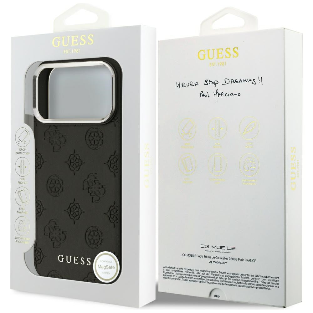 Futrola MagSafe za Apple iPhone 17 Pro Max, Guess, Peony Hot Stamp Script, Crna