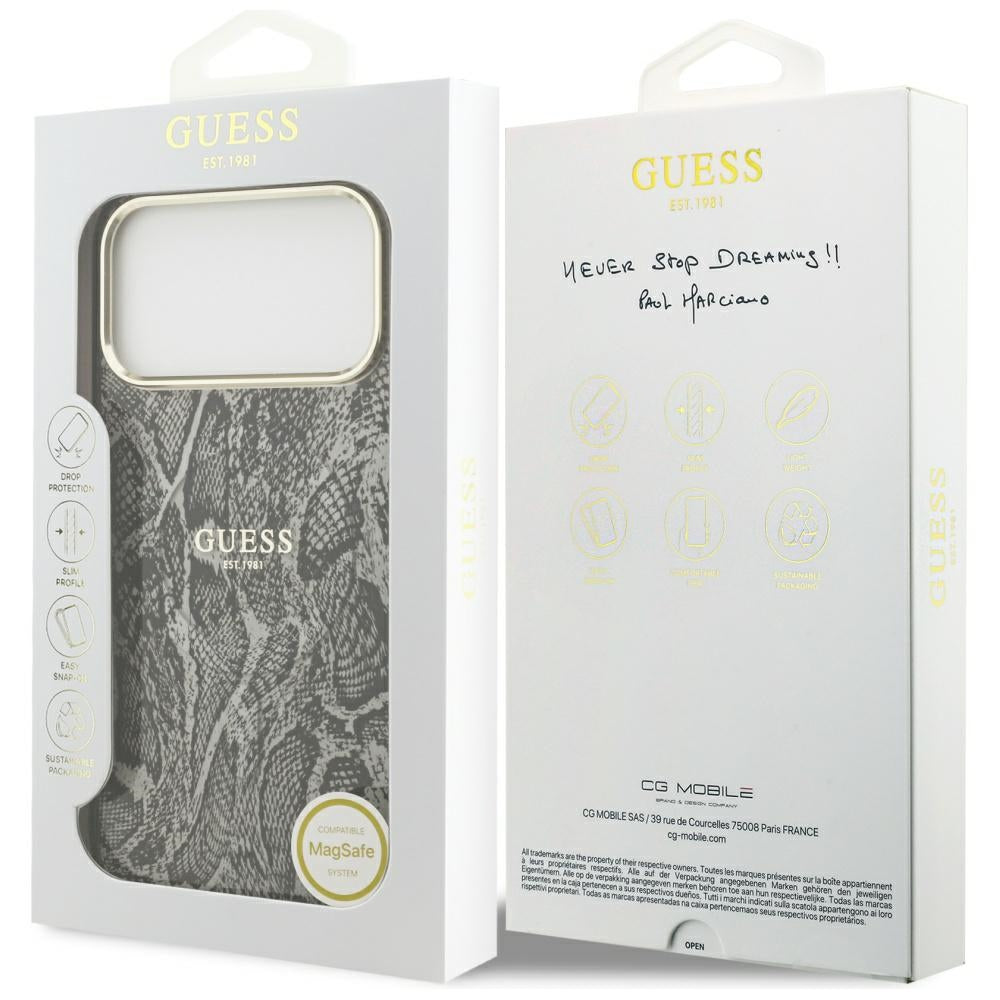 Futrola MagSafe za Apple iPhone 17 Pro Max, Guess, Python Pattern, Crna