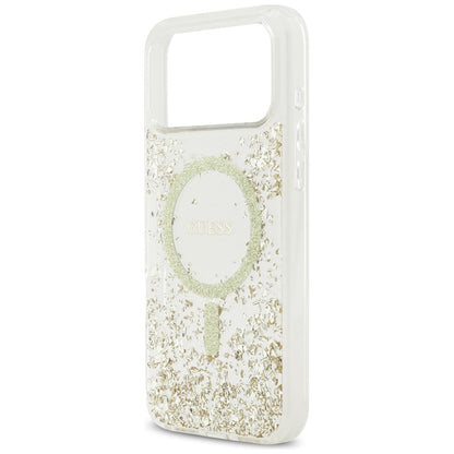 Husa MagSafe za Apple iPhone 17 Pro Max, Guess, Resin Bottom Glitter, Zlatna