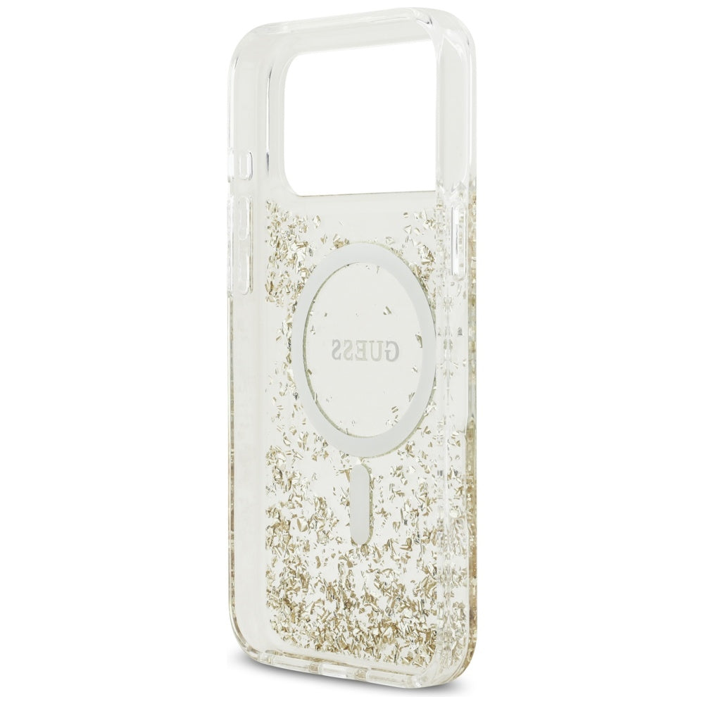 Husa MagSafe za Apple iPhone 17 Pro Max, Guess, Resin Bottom Glitter, Zlatna