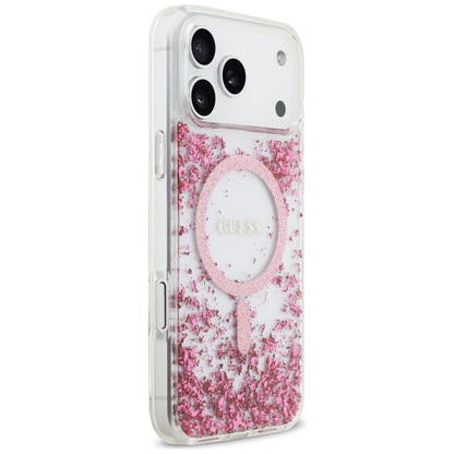 Husa MagSafe za Apple iPhone 17 Pro Max, Guess, Resin Bottom Glitter, Roze