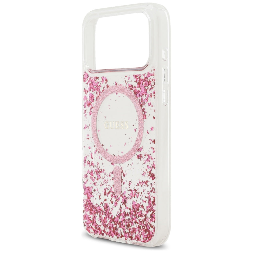 Husa MagSafe za Apple iPhone 17 Pro Max, Guess, Resin Bottom Glitter, Roze