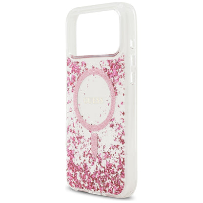 Husa MagSafe za Apple iPhone 17 Pro Max, Guess, Resin Bottom Glitter, Roze