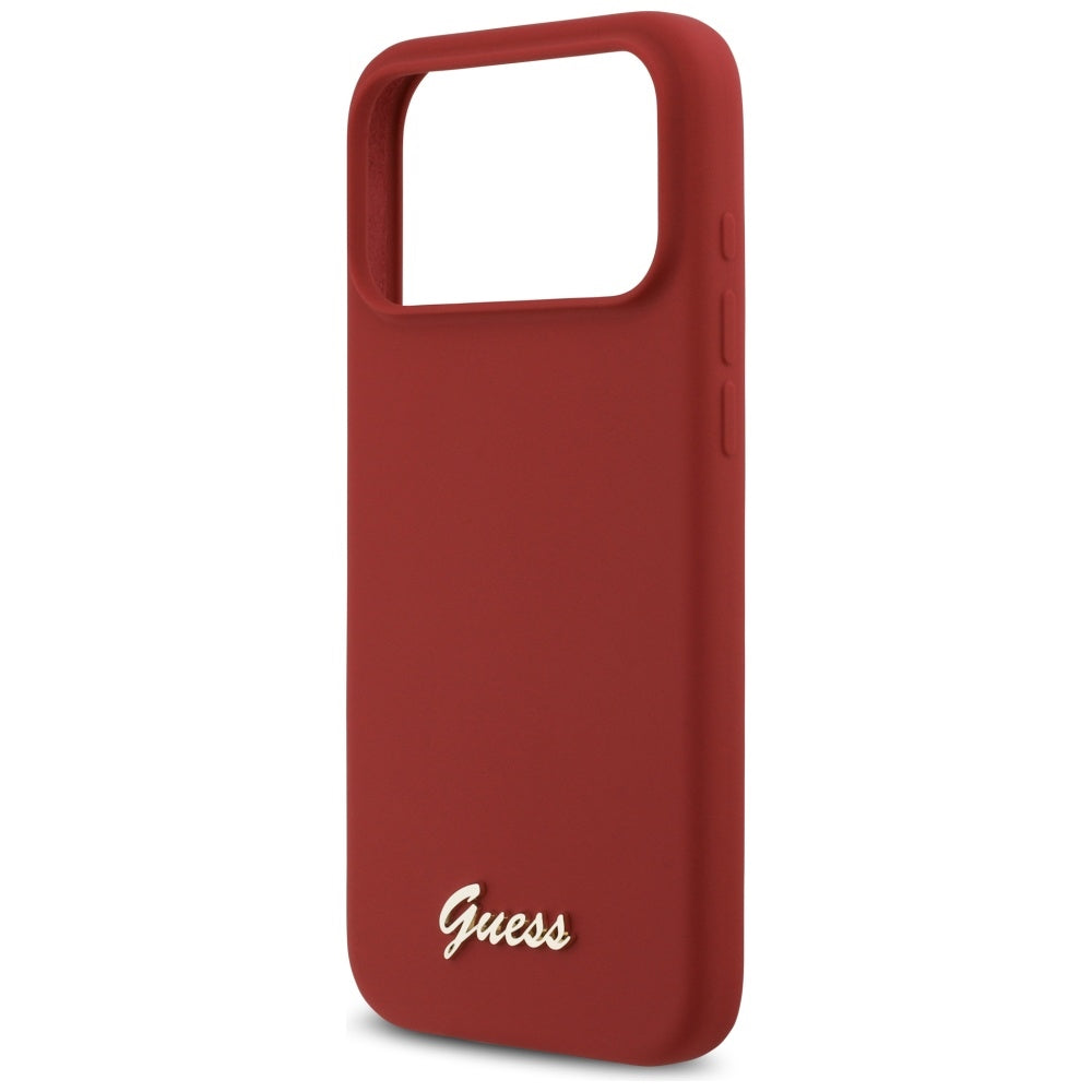 Futrola MagSafe za Apple iPhone 17 Pro Max, Guess, Script Metal Logo, Crvena