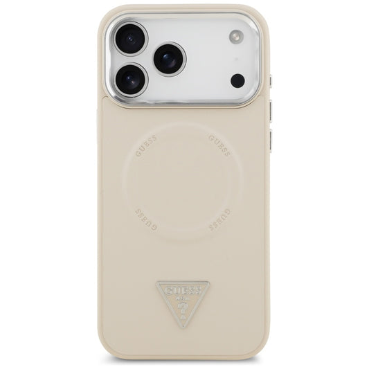 Futrola MagSafe za Apple iPhone 17 Pro Max, Guess, Triangle Logo, Bež Srebrna