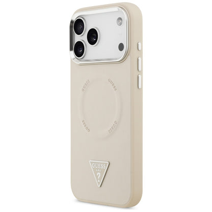 Futrola MagSafe za Apple iPhone 17 Pro Max, Guess, Triangle Logo, Bež Srebrna