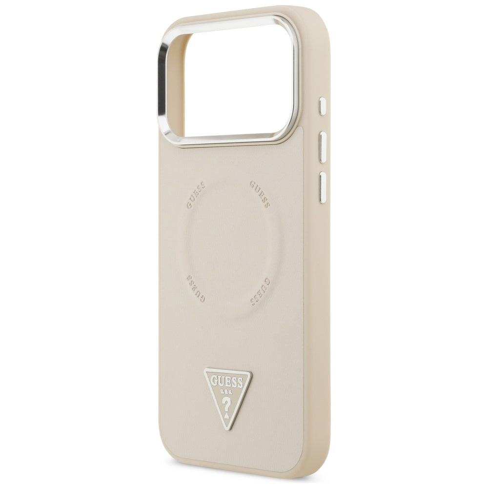 Futrola MagSafe za Apple iPhone 17 Pro Max, Guess, Triangle Logo, Bež Srebrna