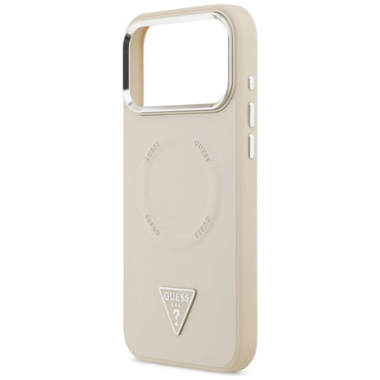 Futrola MagSafe za Apple iPhone 17 Pro Max, Guess, Triangle Logo, Bež Srebrna