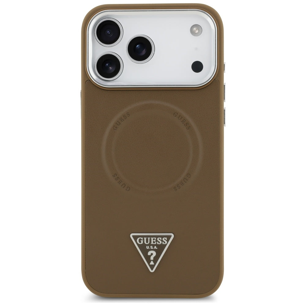 Futrola MagSafe za Apple iPhone 17 Pro Max, Guess, Triangle Logo, Braon Srebrna
