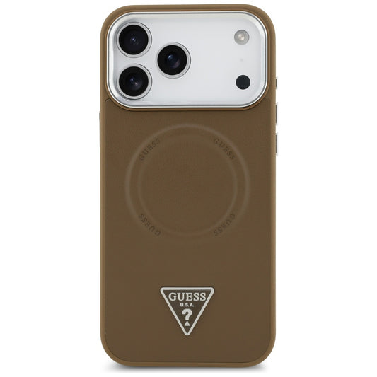 Futrola MagSafe za Apple iPhone 17 Pro Max, Guess, Triangle Logo, Braon Srebrna