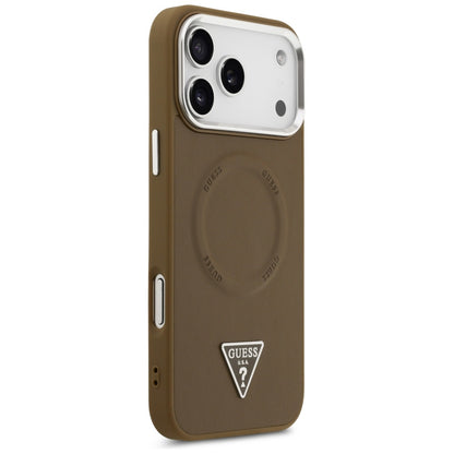 Futrola MagSafe za Apple iPhone 17 Pro Max, Guess, Triangle Logo, Braon Srebrna