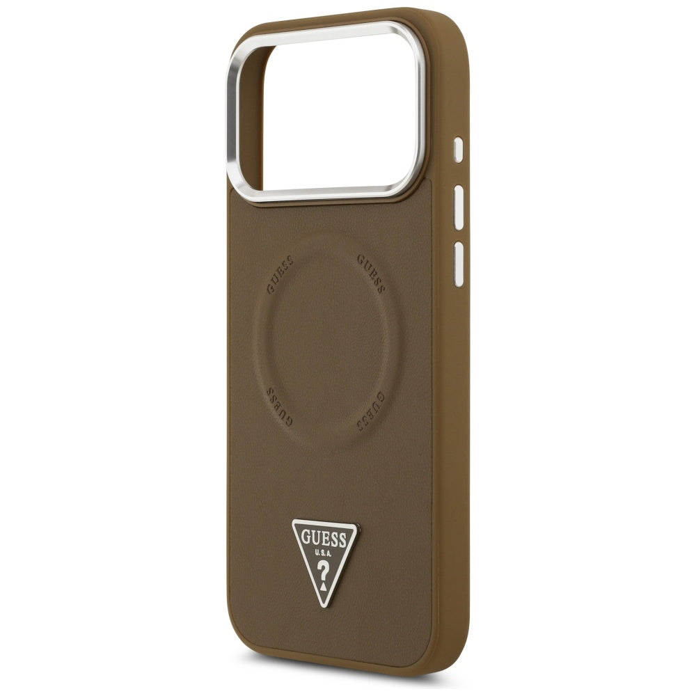 Futrola MagSafe za Apple iPhone 17 Pro Max, Guess, Triangle Logo, Braon Srebrna