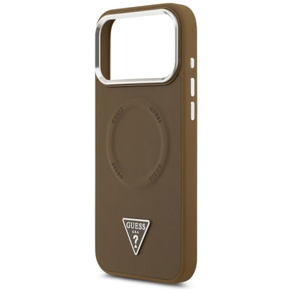 Futrola MagSafe za Apple iPhone 17 Pro Max, Guess, Triangle Logo, Braon Srebrna