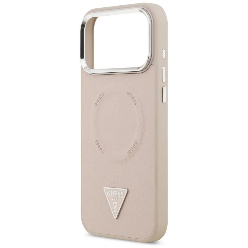Futrola MagSafe za Apple iPhone 17 Pro Max, Guess, Triangle Logo, Roze Srebrna