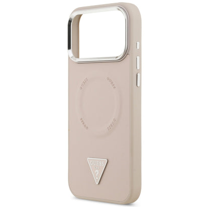 Futrola MagSafe za Apple iPhone 17 Pro Max, Guess, Triangle Logo, Roze Srebrna
