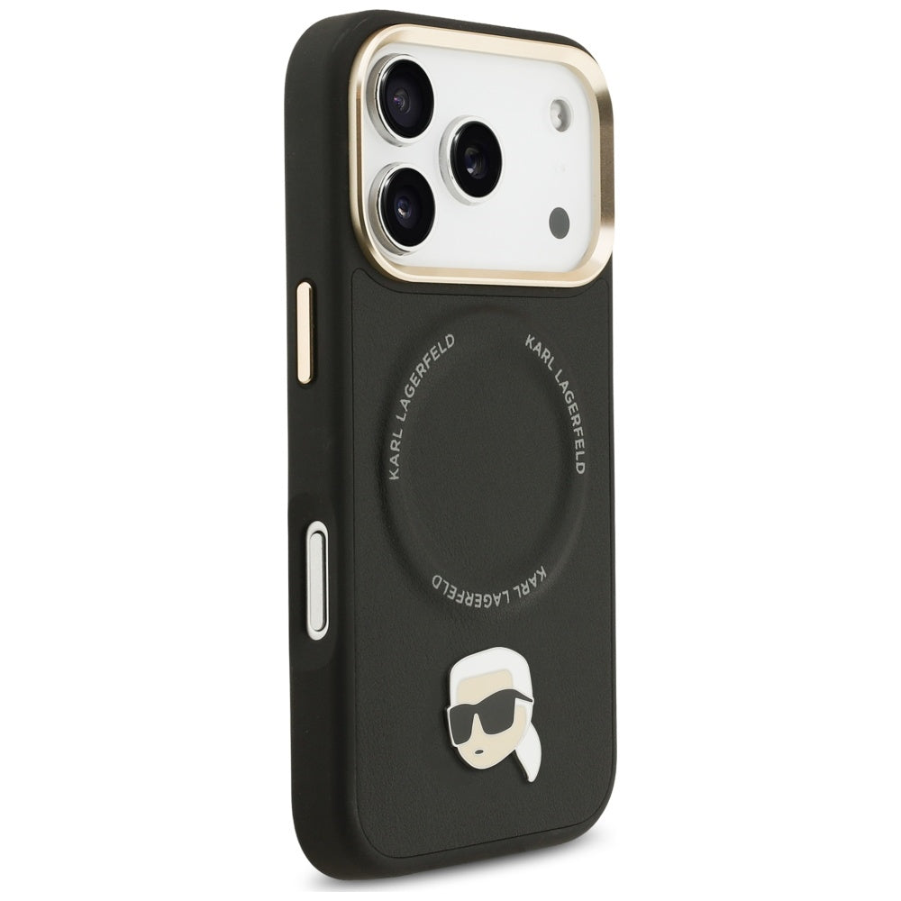 Husa MagSafe za Apple iPhone 17 Pro Max, Karl Lagerfeld, Big Strap Karl Metal Logo, Crna