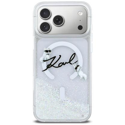 Futrola MagSafe za Apple iPhone 17 Pro Max, Karl Lagerfeld, Glitter Karl Script Logo, Transparentna