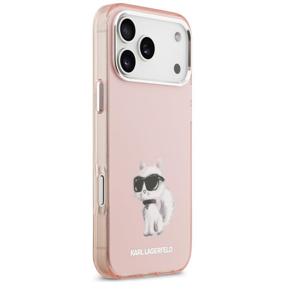 Futrola MagSafe za Apple iPhone 17 Pro Max, Karl Lagerfeld, IML Aquarelle Logo Choupette, Roze