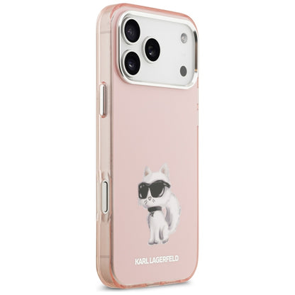 Futrola MagSafe za Apple iPhone 17 Pro Max, Karl Lagerfeld, IML Aquarelle Logo Choupette, Roze