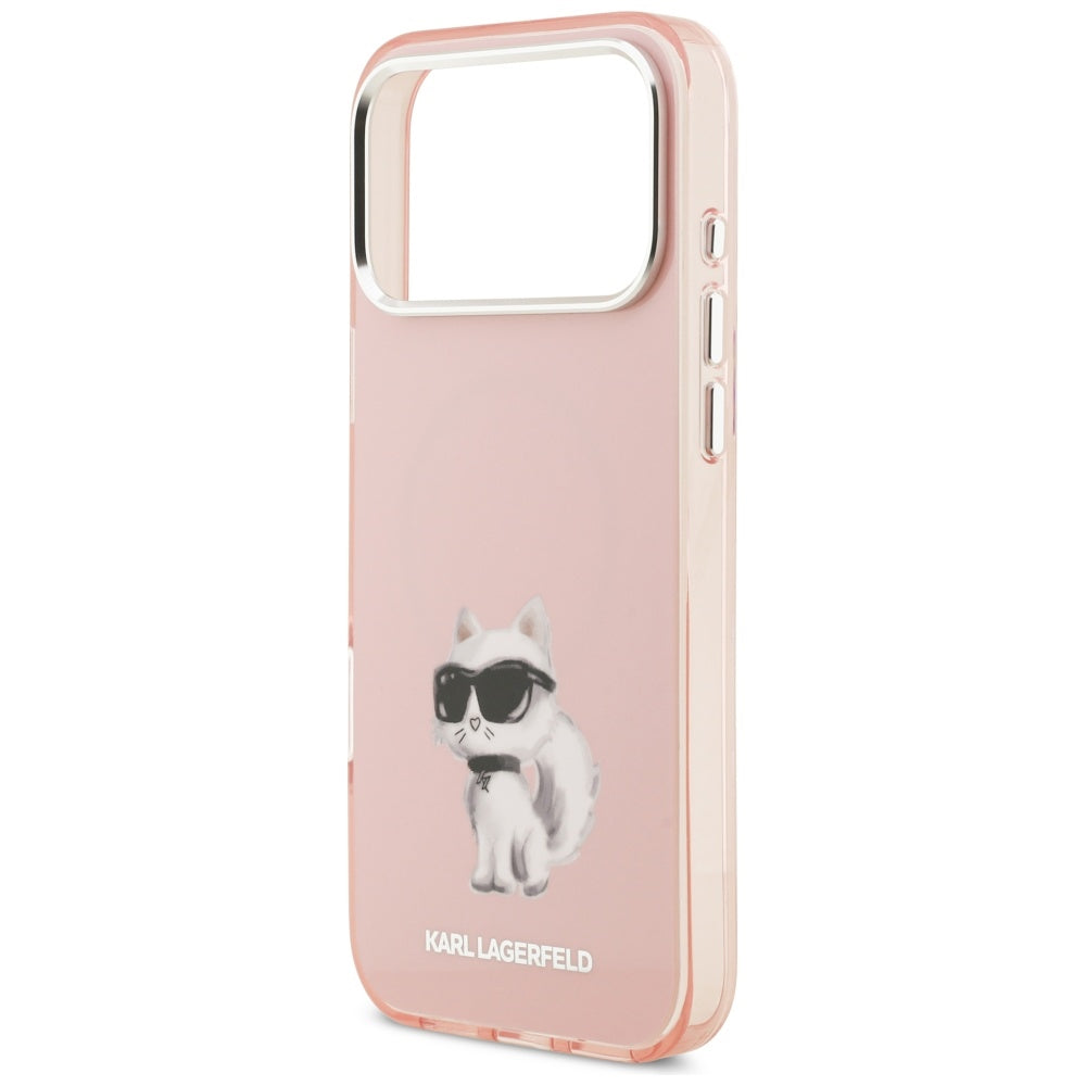 Futrola MagSafe za Apple iPhone 17 Pro Max, Karl Lagerfeld, IML Aquarelle Logo Choupette, Roze