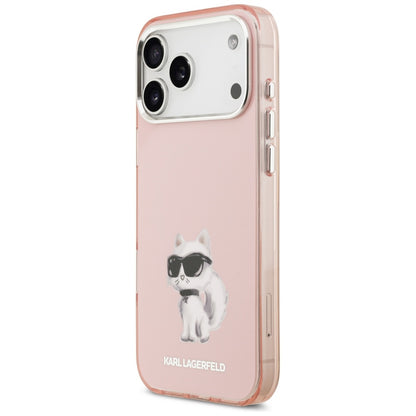 Futrola MagSafe za Apple iPhone 17 Pro Max, Karl Lagerfeld, IML Aquarelle Logo Choupette, Roze