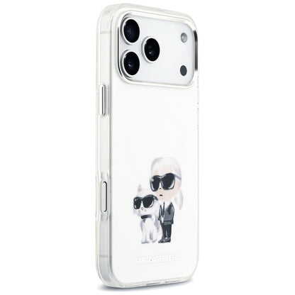 Futrola MagSafe za Apple iPhone 17 Pro Max, Karl Lagerfeld, IML Aquarelle Logo Karl & Choupette, Bela