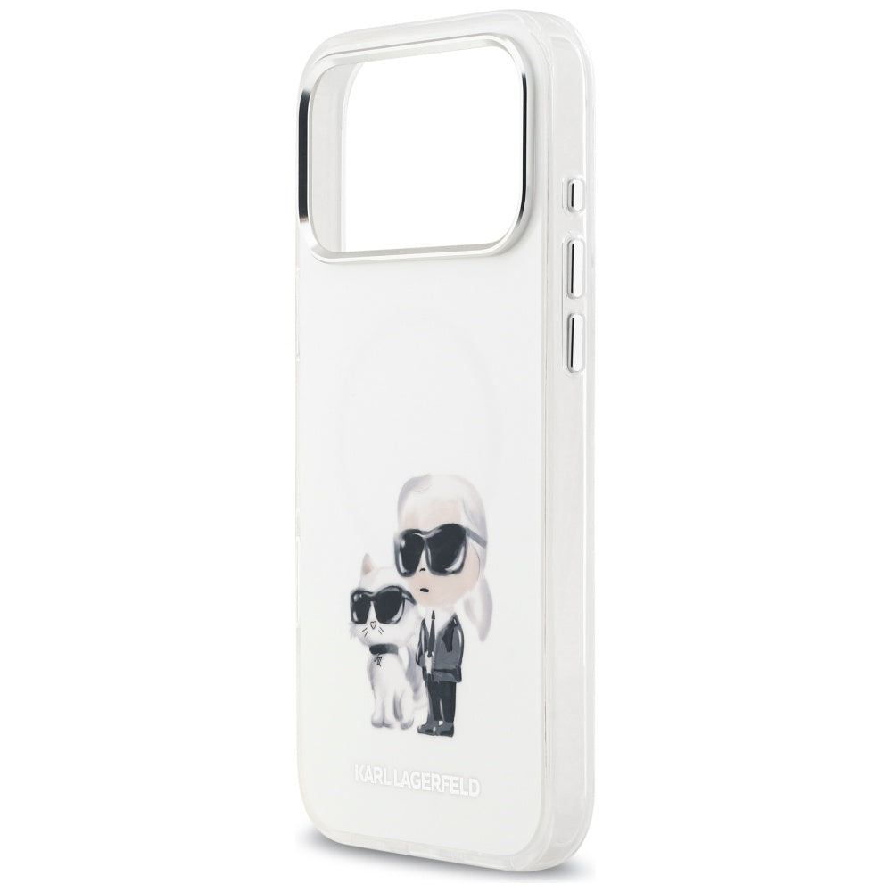 Futrola MagSafe za Apple iPhone 17 Pro Max, Karl Lagerfeld, IML Aquarelle Logo Karl & Choupette, Bela