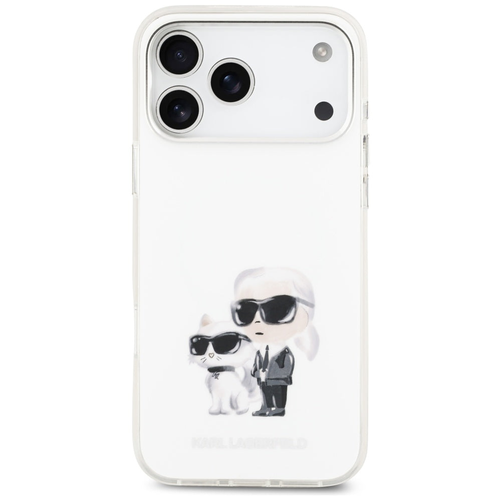Futrola MagSafe za Apple iPhone 17 Pro Max, Karl Lagerfeld, IML Aquarelle Logo Karl & Choupette, Bela